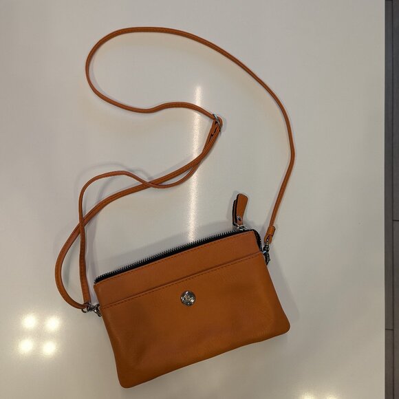 Orange Leather Crossbody Purse by "The Trend" - Picture 1 of 8